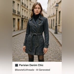 Gap 1969 Limited Edition Denim Trench Coat Jacket Medium Wash Belted M